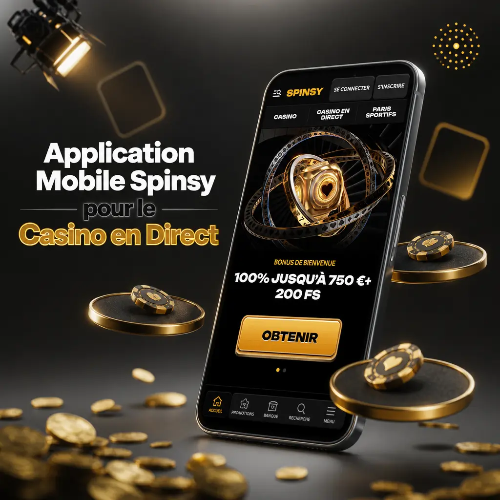Application mobile Spinsy pour casino en direct : roulette et blackjack HD accessibles depuis le navigateur sans téléchargement