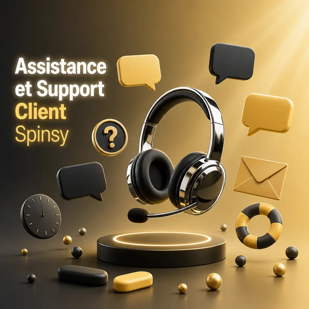 Service client Spinsy : chat en direct 7j/7, support email sous 24h et FAQ pour inscription, dépôts, retraits et paris