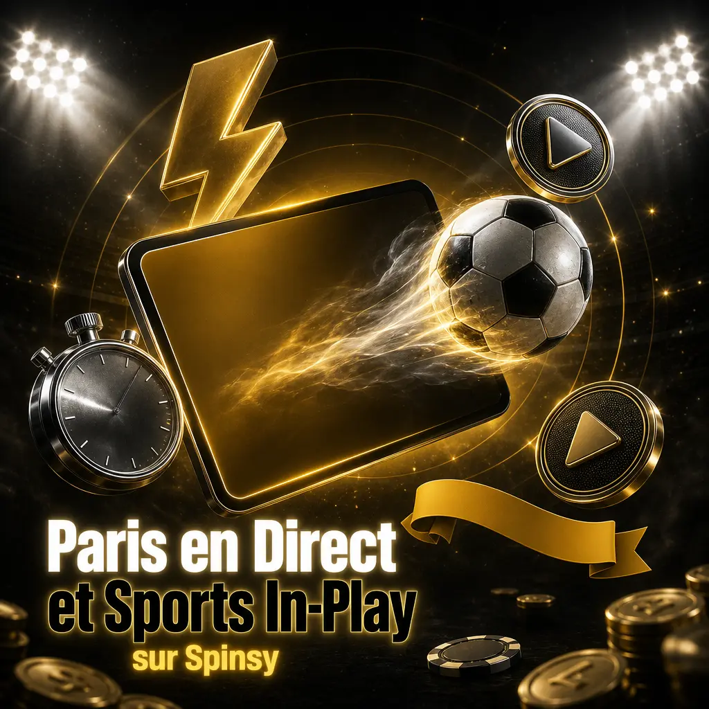 Paris sportifs en direct sur Spinsy avec cotes en temps réel pour football, tennis, basketball et cricket, plus streaming intégré.