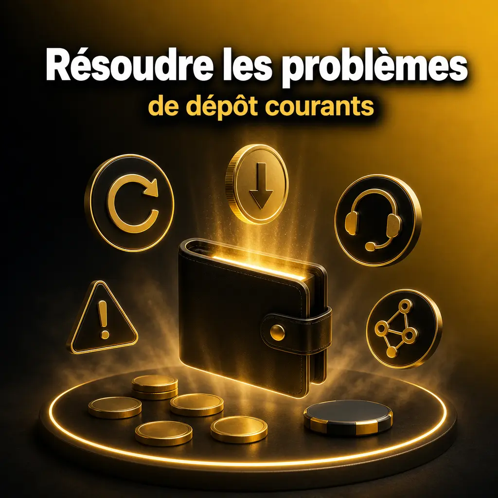 Guide pour résoudre les problèmes de dépôt : vérification e-mail, support 24h/24, réseau crypto correct et méthodes alternatives comme Skrill.