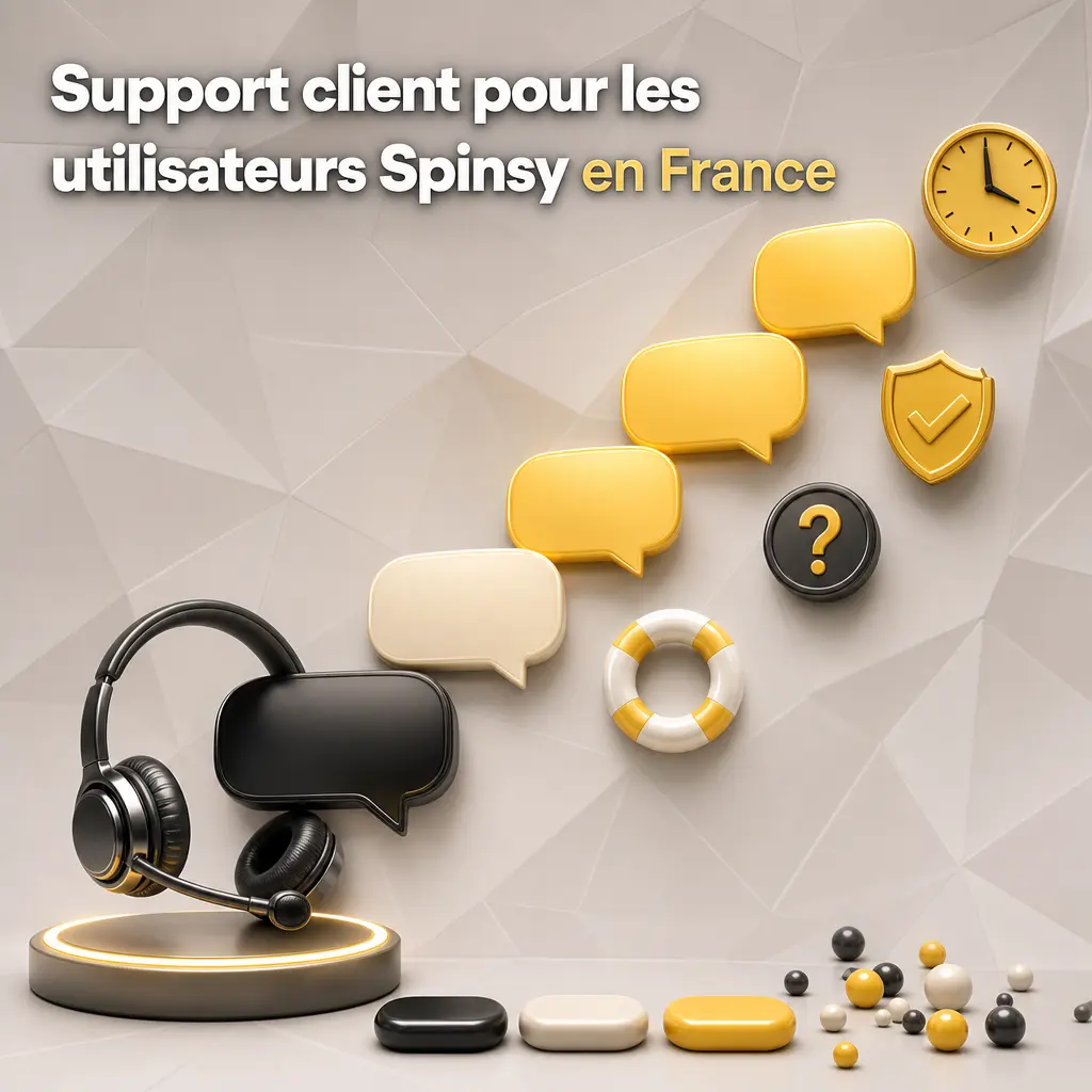 Support client Spinsy en France : chat en direct, email et FAQ pour dépôts, retraits et bonus, disponible 24h/24.